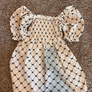 Elegant Cream and Black Midi Dress